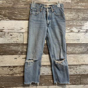 Levi's 550 Relaxed Fit Light Blue Denim Ripped Women's Jeans